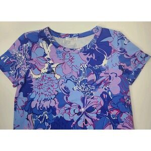 T by Talbots Floral Print T-Shirt Dress Women's Small Short Sleeve Casual Pocket
